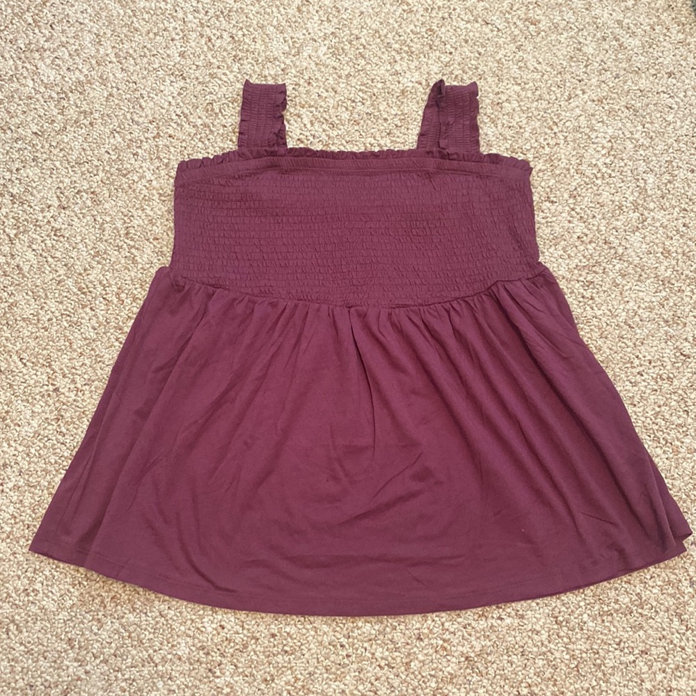Purple Smocked Baby Doll Tank